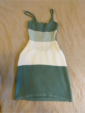 Striped Knit Tank Dress in Seafoam and Cream handmade gorgeous!